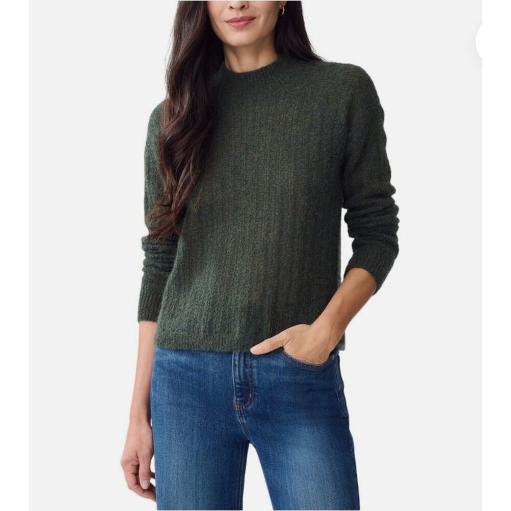 J McLaughlin Rich Forest Green Mohair Blend Mock Neck Pullover Sweater Size XL